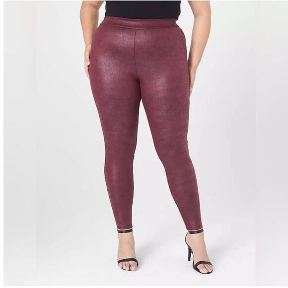 Lane Bryant Burgundy Faux Leather Pull On Stretch Pants Size 18/20 - Picture 1 of 4